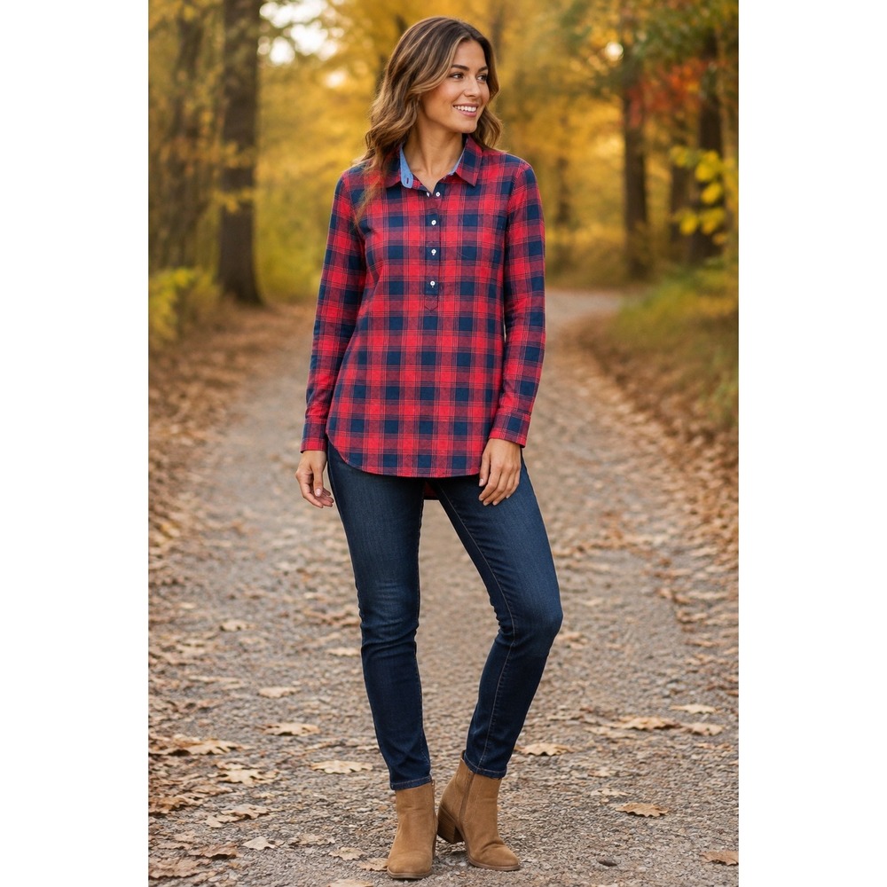 Tommy Hilfiger NWT Womens Plaid Popover Shirt Size Small